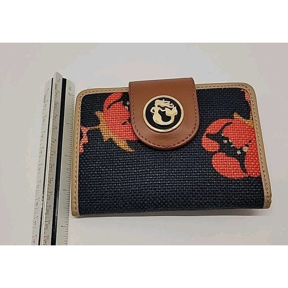 SPARTINA 449 Wallet Mary Lavinia Bifold Canvas Leather Logo W/ Zipped Coin Pockt - Picture 12 of 12